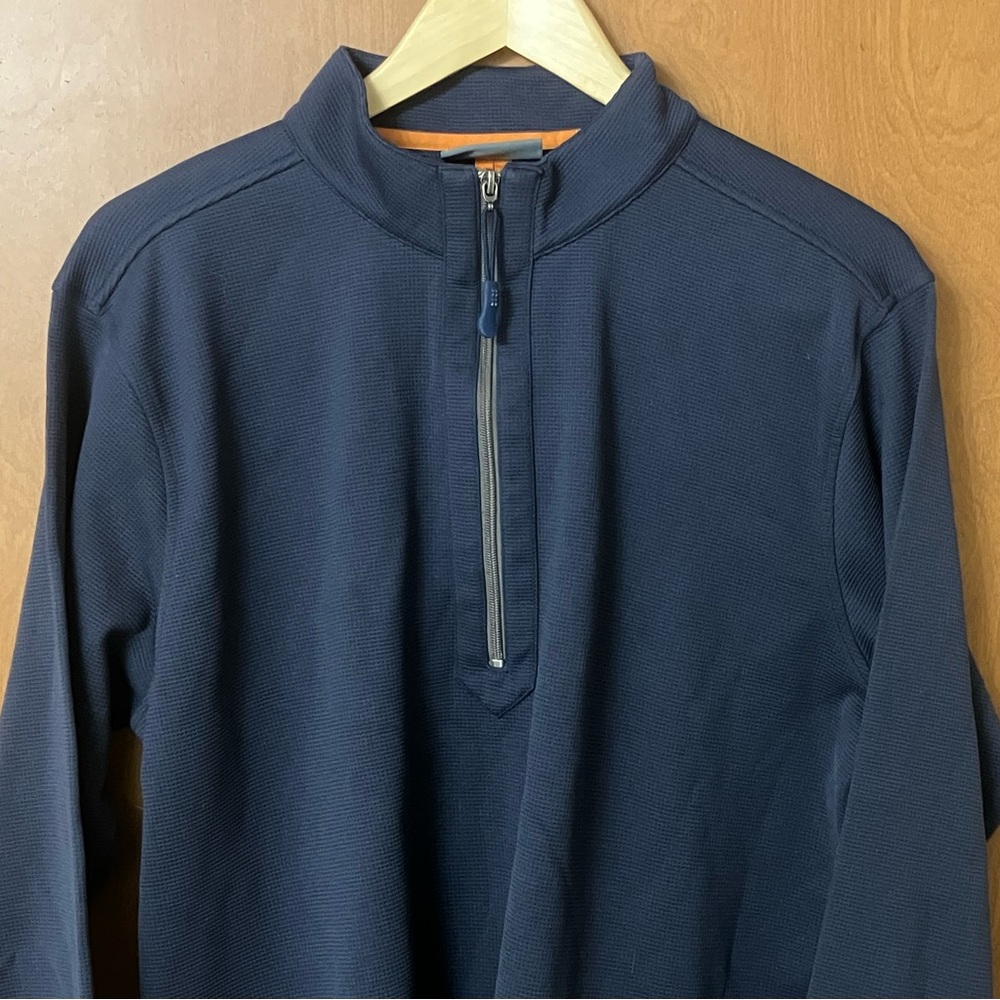Cloudveil Mountain Works Men's Blue Waffle Knit 1/4 Zip Long Sleeve Pullover L